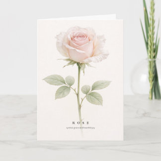 Blush Rose Botanical Art Symbol of Grace and Joy Card