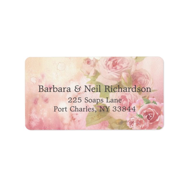 Blush Rose Botanical Wedding Label (Front)