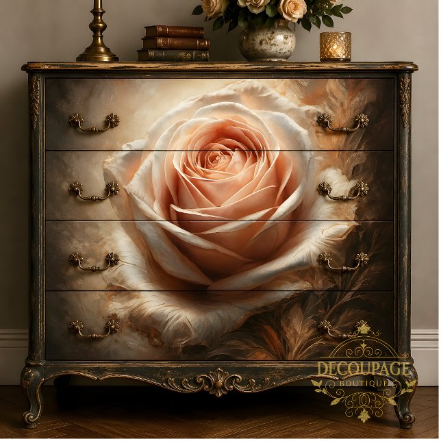 Blush Rose Centre Decoupage Tissue Paper (Blush Rose Center Decoupage Tissue Paper)