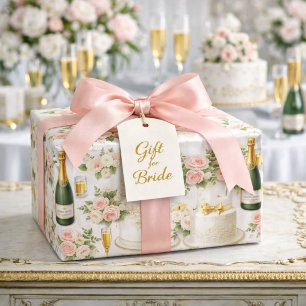 Blush Rose Champagne Bridal Shower Pattern Wrapping Paper