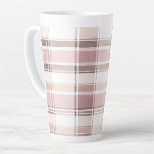 Blush Rose Cream Brown Stripes Christmas Latte Mug