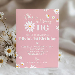 Blush Rose Daisy Invitation premier anniversaire