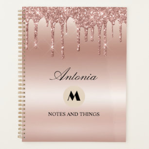 Blush Rose Dripping Glitter Metallic Shine Planner