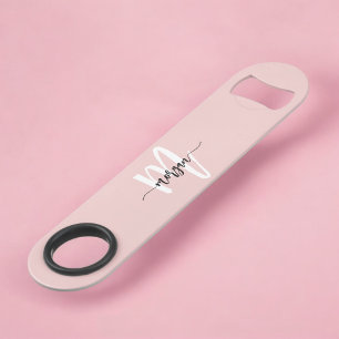 Blush Rose Écriture Moderne Féminin Monogramme Nom