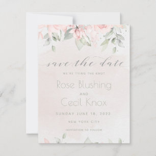 Blush Rose Eucalyptus Greenery Save The Date Card