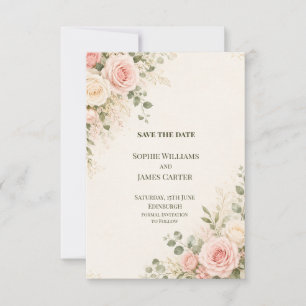 Blush Rose Eucalyptus Wedding Save the Date