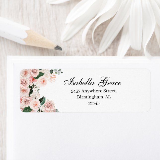 Blush rose Floral Adresse de retour (En situation)