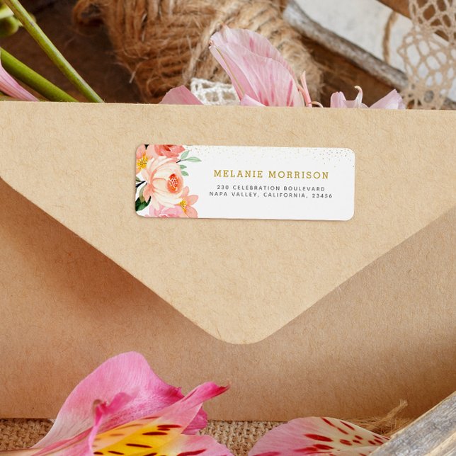 Blush rose Floral Adresse de retour (Return Address Label Mock-up)