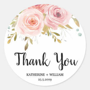 Blush rose Floral Chic Mariage Favoriser Stickers