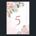 Blush rose floral dusty rose wedding boho chic table number<br><div class="desc">Blush rose floral dusty rose wedding boho chic table number. This wedding design is part of my Blush Rose Wedding collection (https://www.zazzle.com/collections/blush_rose_wedding-119664950616194974),  
where you can find wedding inviation,  save the date,  RSVP,  wedding enclosure,  menu,  wedding favour,  etc designs.</div>