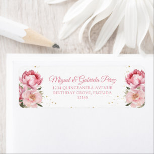Blush rose Floral Gold Parties scintillant Adresse