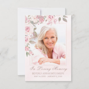 Blush Rose Floral Photo Funeral Carte