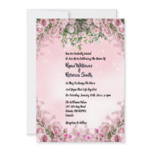 - Blush Rose Floral Wedding Invitation