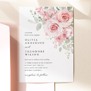 Blush Rose Floral Wedding Invitation