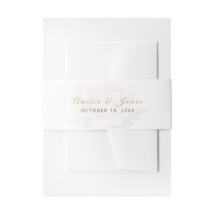 Blush Rose Floral Wedding Invitation Belly Band