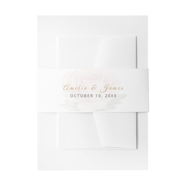 Blush Rose Floral Wedding Invitation Belly Band (Front Example)