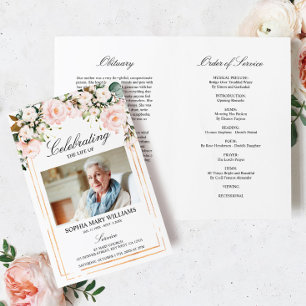 Blush Rose Funeral Program Order of Service