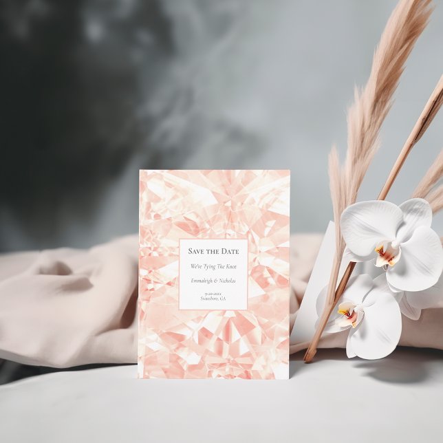 Blush Rose Gemstone Save the Date Postcard (Creator Uploaded)