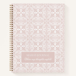 Blush Rose Geometric Floral Personalized Journal