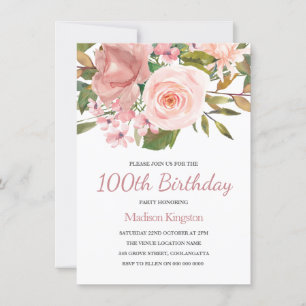 Blush & Rose Gold 100e anniversaire Invitation de 