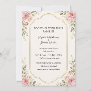 Blush Rose Gold Arch Wedding Invitation