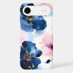 Blush Rose Gold Bleu Nuit Floral Aquarelle