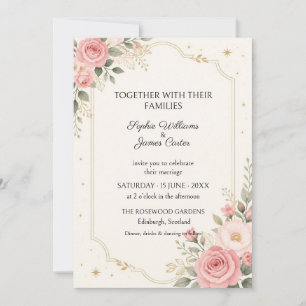 Blush Rose Gold Celestial Wedding Invitation