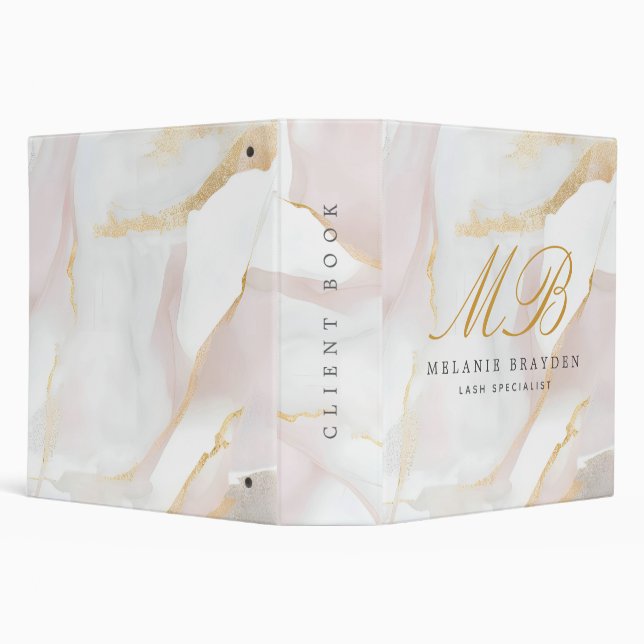 Blush Rose Gold Chic Classeur Entreprise Monogramm (Arrière-plan)