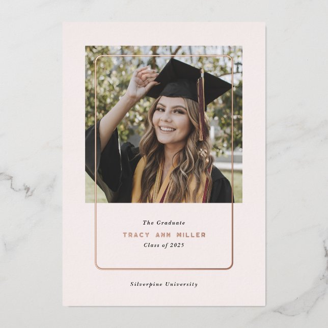 Blush rose gold chic graduation announcement (Front)