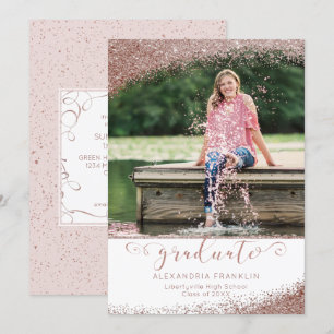 Blush & Rose Gold Elegant Script Graduate Invitation