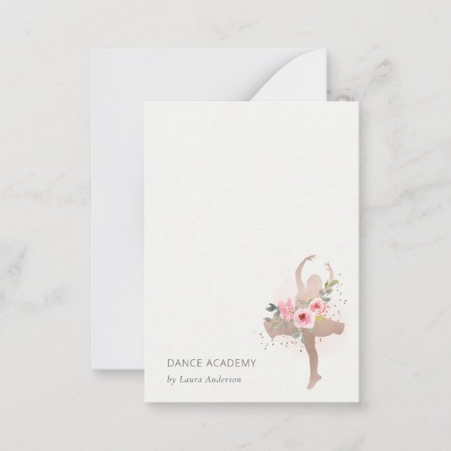 Blush Rose Gold Floral Dancer Dance Academy Logo Card (Front)