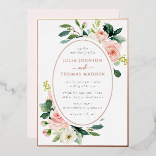 Blush Rose Gold Floral Frame Wedding
