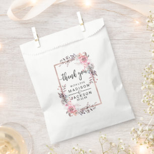 Blush & Rose Gold Framed Floral Wedding Thank You Favour Bag