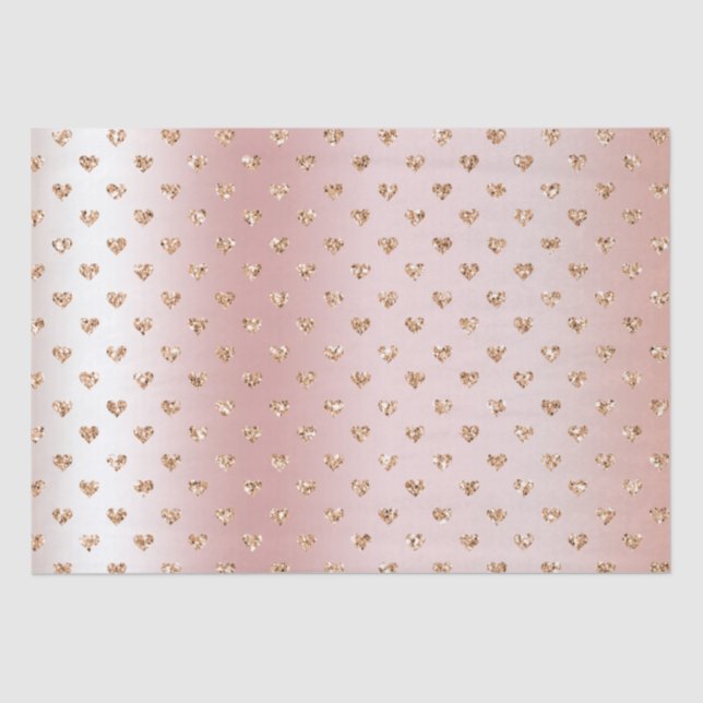 Blush Rose Gold Glitter Hearts  Tissue Paper (Front)