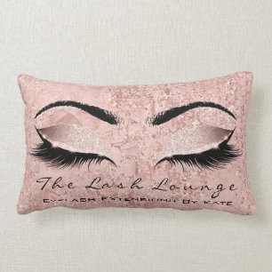 Blush Rose Gold Glitter Spa Makeup Lashes Beauty Lumbar Pillow