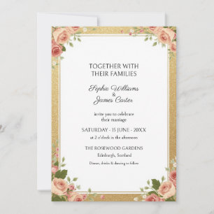Blush Rose Gold Glitter Wedding Invitation