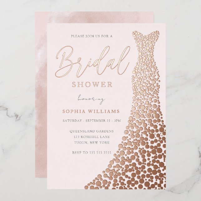 Blush & Rose Gold Gown Bridal Shower (Front/Back)