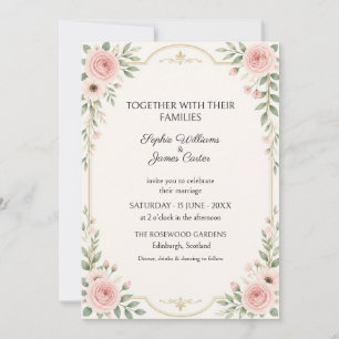 Blush Rose Gold Ornate Wedding Invitation