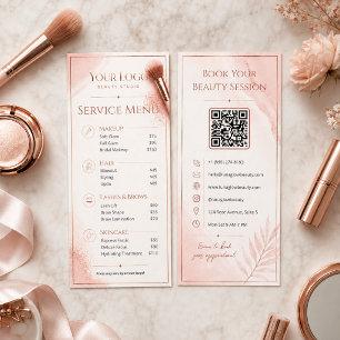 Blush Rose Gold QR Salon Price List Service Menu
