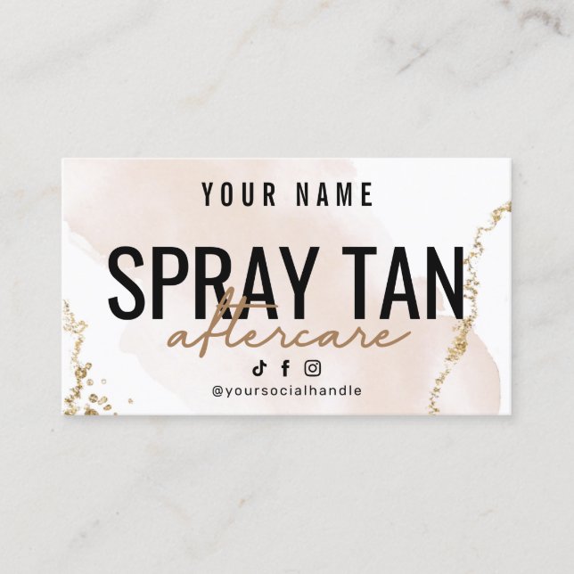 Blush Rose Gold SPRAY TAN carte de soins postérieu (Devant)