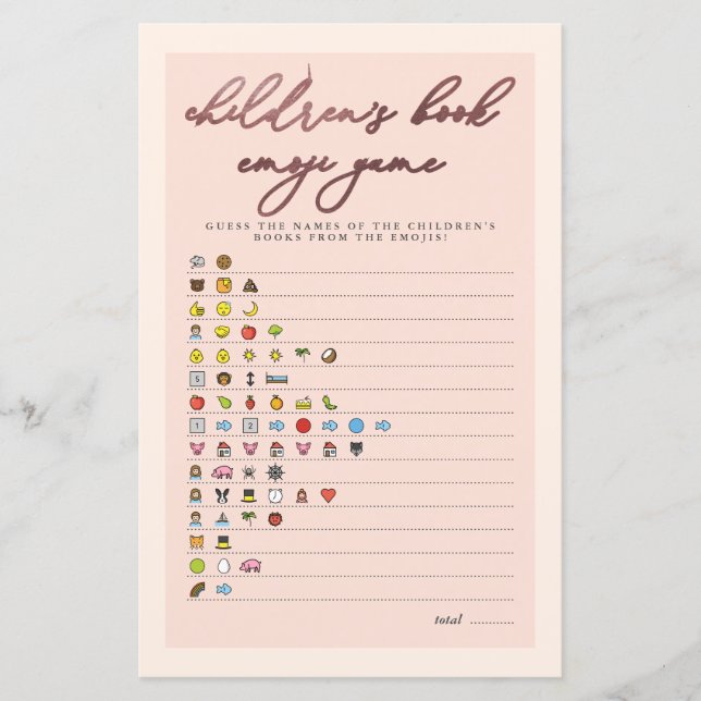 Blush Rose Gold Typography Emoji Game Baby Shower (Front)