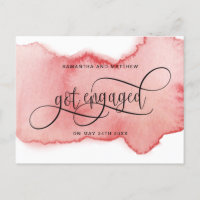Blush Rose Gold Watercolor Got Engaged, Engagement