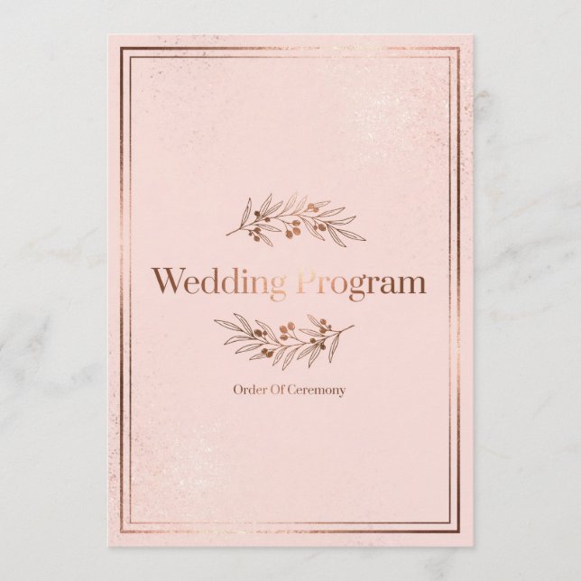 Blush Rose Gold Wedding Program Cover (Front)