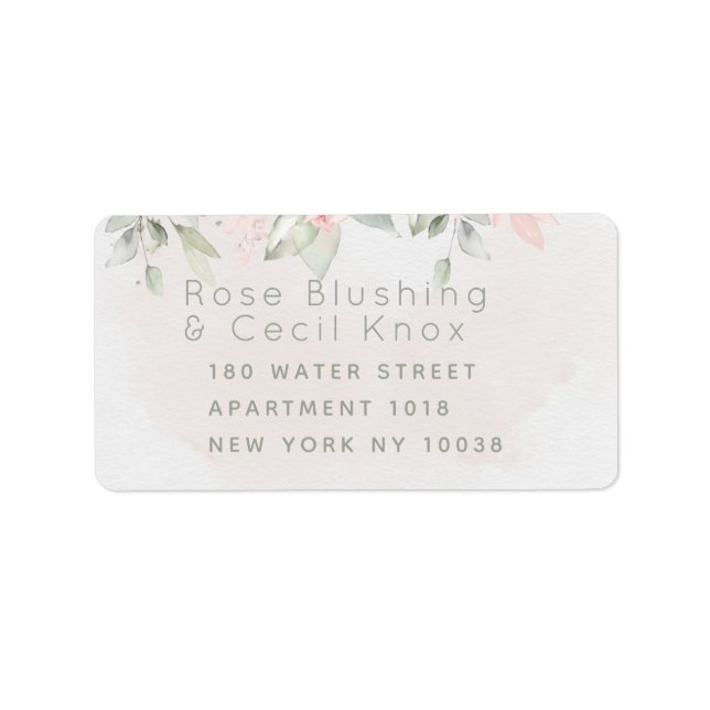 Blush Rose Greenery RSVP Return Envelope Label (Front)