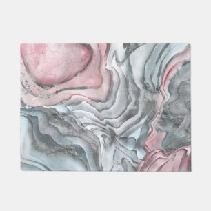 Blush rose marble - pastel pinks and silver doormat