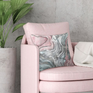 Blush rose marble - pastel pinks and silver throw pillow