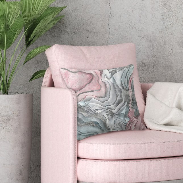 Blush rose marble - pastel pinks and silver throw pillow (Creator Uploaded)