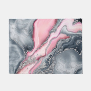 Blush rose marble - pastel pinks, grey and silver doormat