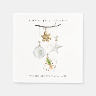 BLUSH ROSE PINK CHRISTMAS ORNAMENT LOVE JOY PEACE NAPKIN