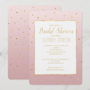 Blush Rose Pink Gold Confetti Sparkle Invitation